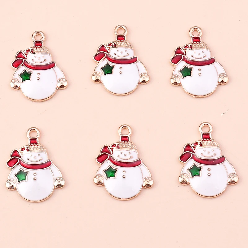 10 Stück Mix süße Weihnachtsmann Charms Emaille Weihnachten Schneemann Stiefel Charms Anhänger für Schmuckherstellung DIY Ohrringe Halskette Geschenke – Detail 3