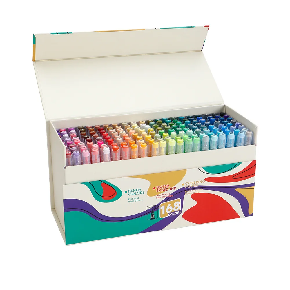 168-colors-acrylic-marker-brush-pen-tips-write-smooth-for-painting-drawing-wood-stone-rock-egg-cup-cap-art-school-supplies