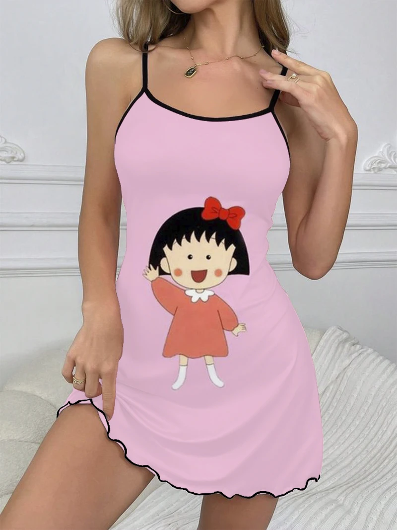 Summer Dress Ladies 2024 New Cherry Maruko and Doraemon Elements 3D printed Ladies' Dress Party Ladies Miniskirt Cute Sexy dress