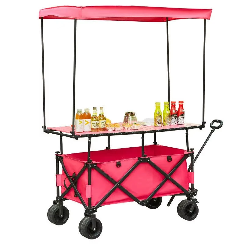 Foldable trolley four-wheel car bracket removable outdoor storage