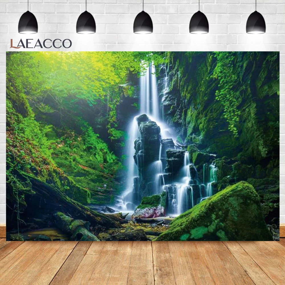 Nature Landscape Mountain River Waterfall Photography Backdrop Forest Lake Landscape Baby Portrait Photographic Background Props