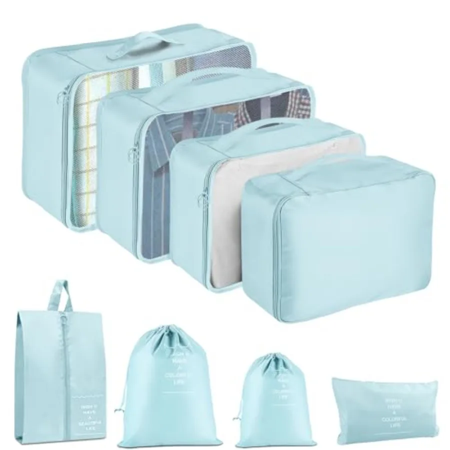 

Набор из 8 органайзеров для багажа: дышащие сетчатые сумки для путешествий, прочные дорожные упаковочные кубы для чемоданов