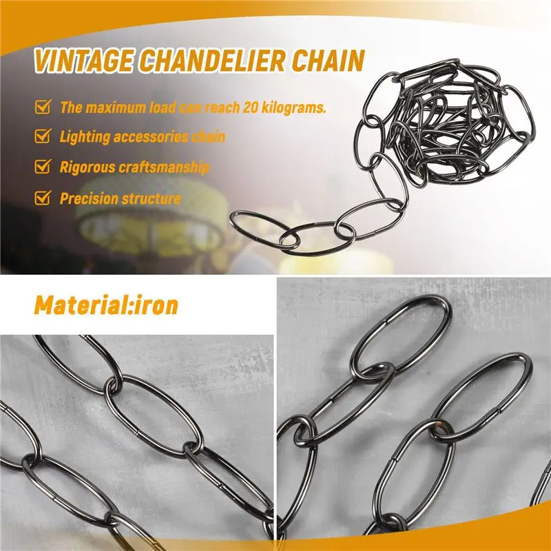 AB34-1M Heavy Duty Chain For Vintage Chandelier Hanging Lamp,Pearl Black