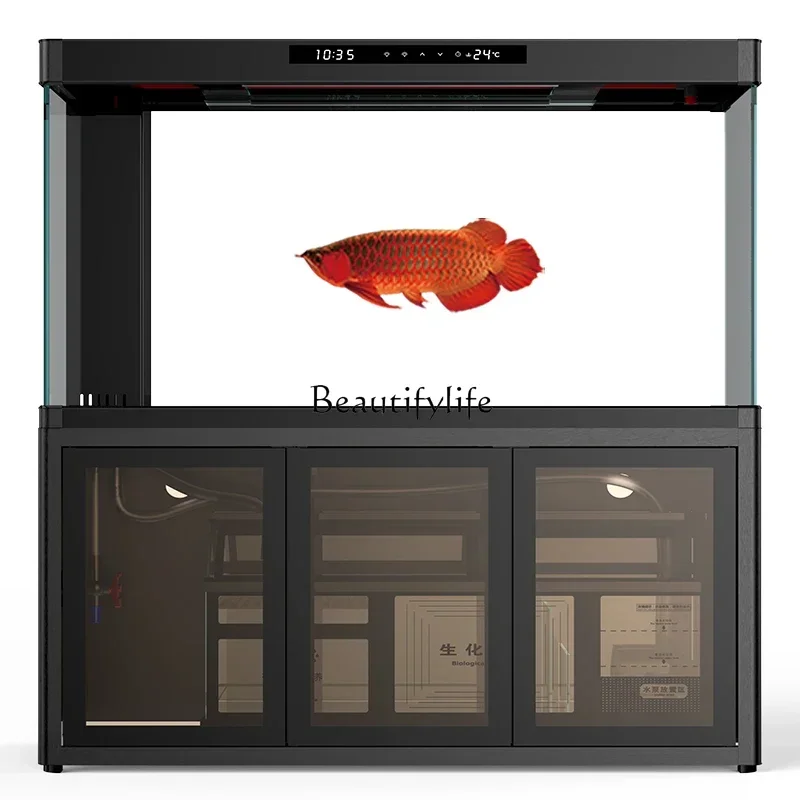 Industrial Fish Tank Aquarium Living Room Floor Large Change Water Ecological Household Ultra-White Glass Bottom Filter