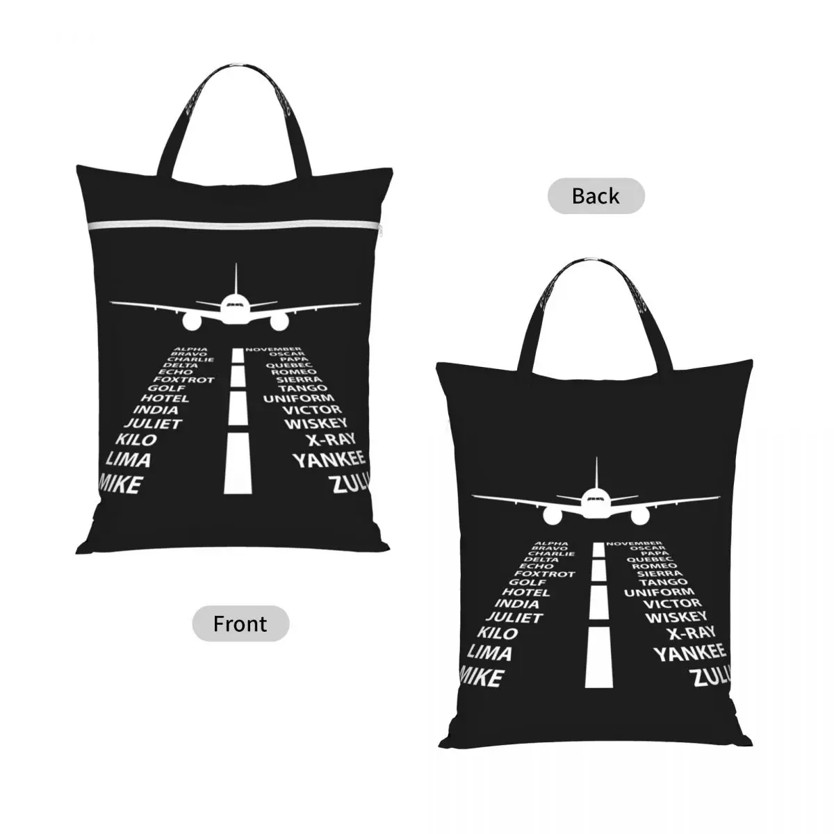 Phonetic Alphabet Pilot Airplane Funny Aviation Gift Travel Laundry Bag Reusable Dirty Clothes Pouch Vacation Washing Basket
