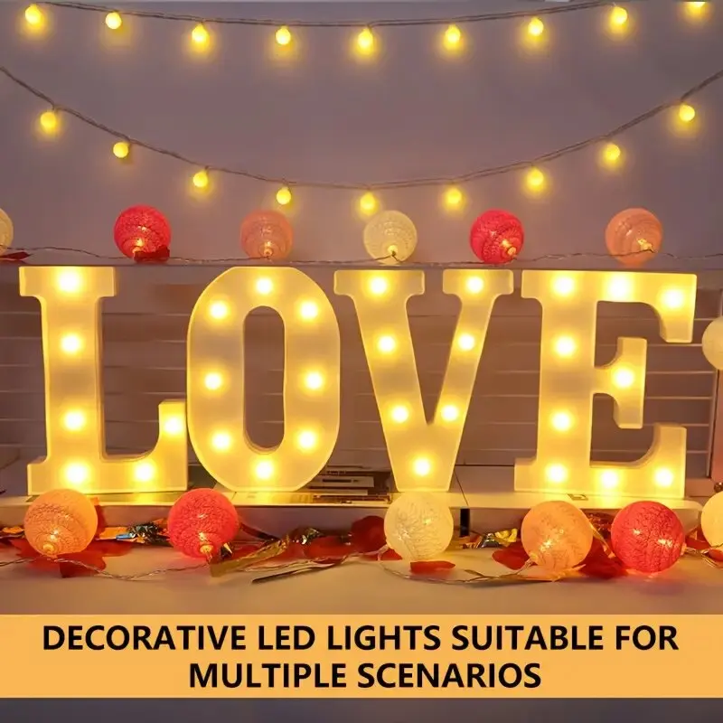 21.8 سنتيمتر الأبيض LED رسالة وأرقام أضواء ليلية ، أضواء الديكور بالبطارية ، أضواء الجدار لحفل الزفاف ، عيد ميلاد ، حفلة ، عيد الميلاد