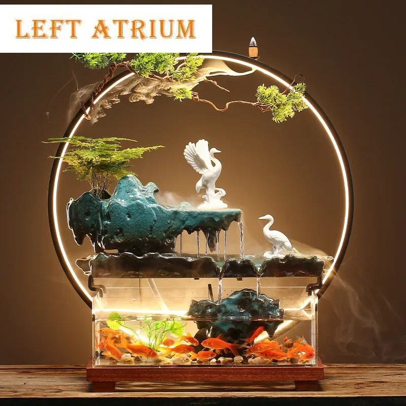 

Chinese-style flowing water ornaments landscape fish tank living room small fountain waterfall creative home decoration
