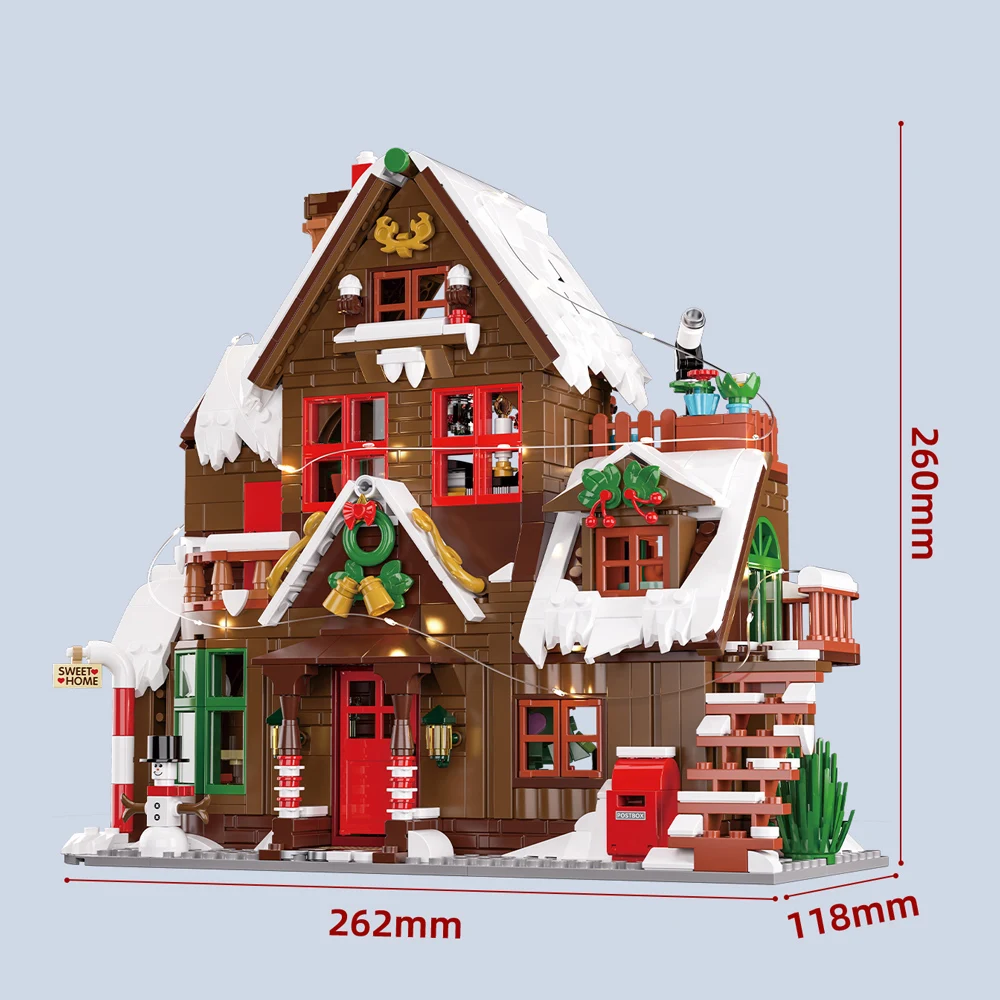 Creativity Winter Village Gingerbread House Building Blocks Bricks Model Assembly Toys For Children Christmas Gift
