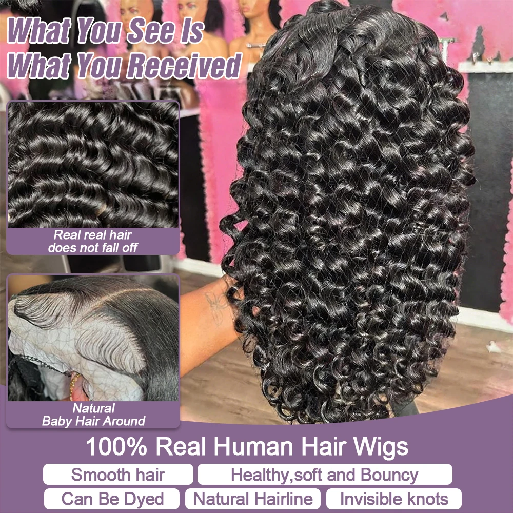 

Парик с глубокой волной Loose Wave, с кружевной передней частью, 13X4, 13X6, плотность 250%, 30-40 дюймов, из бразильских человеческих волос, парик Loose Wave