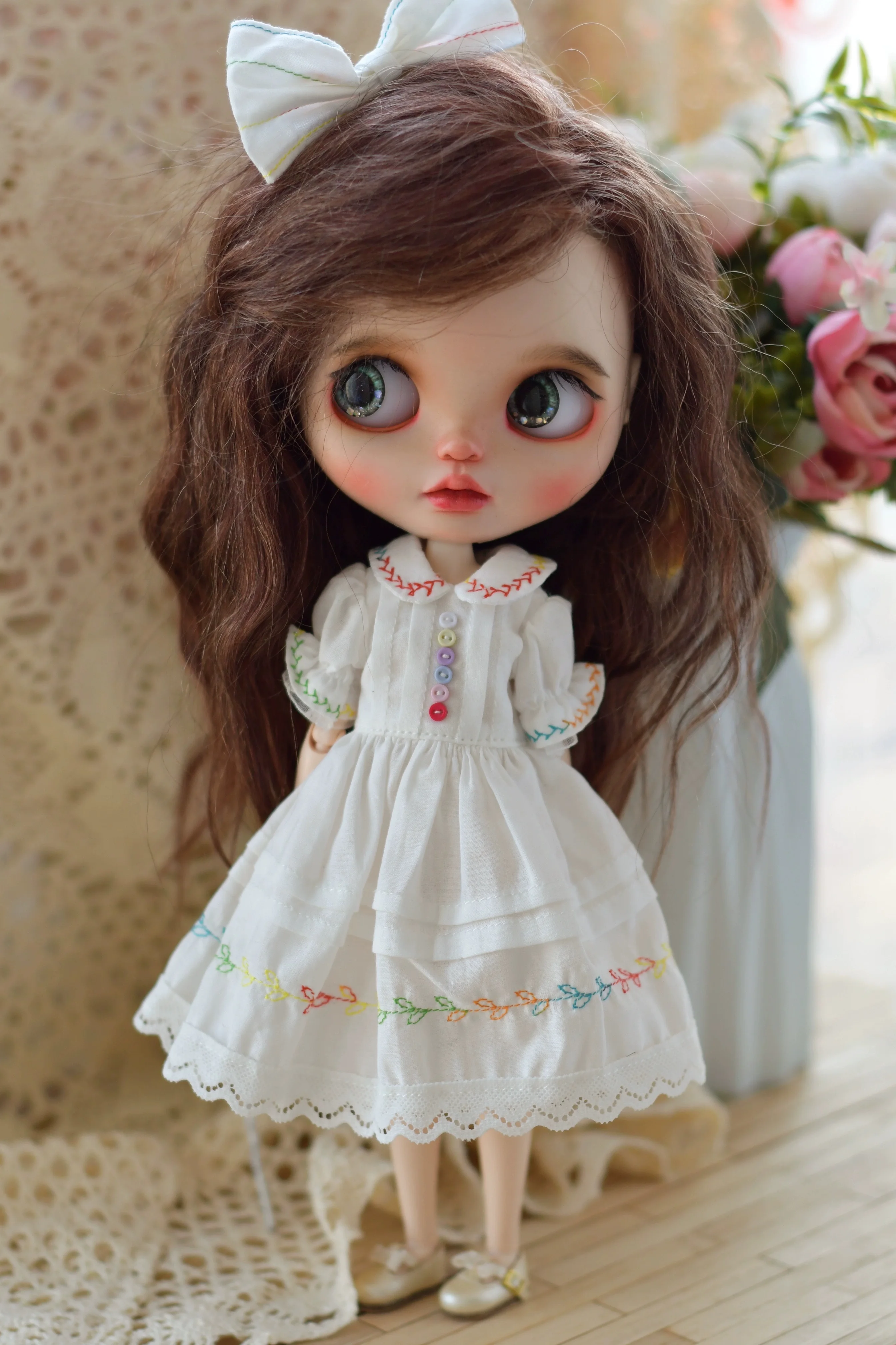 Dula Doll Clothes Dress gradient line is white skirt Blythe ob24 Azone Licca ICY JerryB 1/6 Bjd Doll Accessories