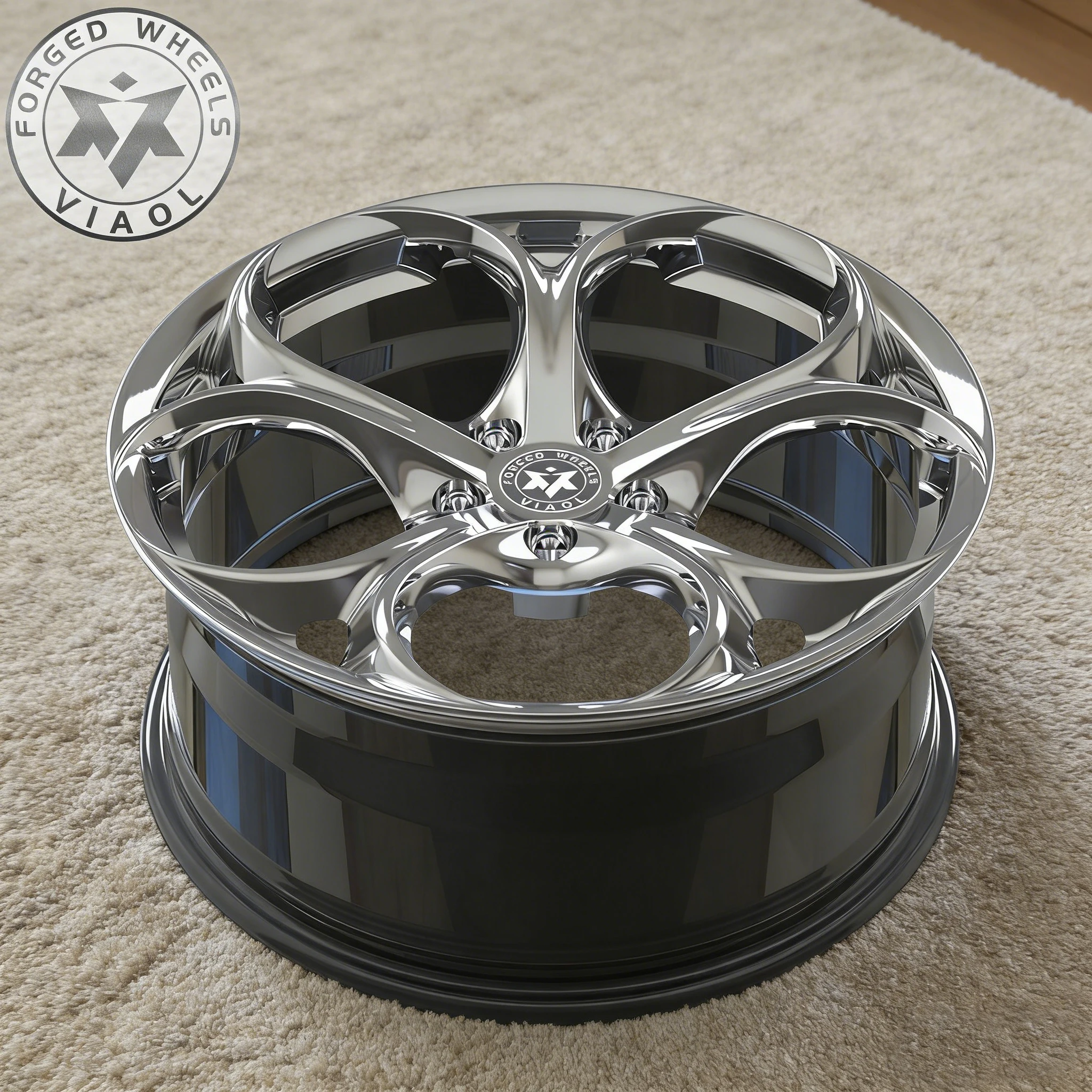 Viaol Hyper Silver Custom Size 5*110 5*114.3 4*100 4*108 Clover Lucky Shape Alloy Forged Wheels Rim for 4C Giulia Stelvio