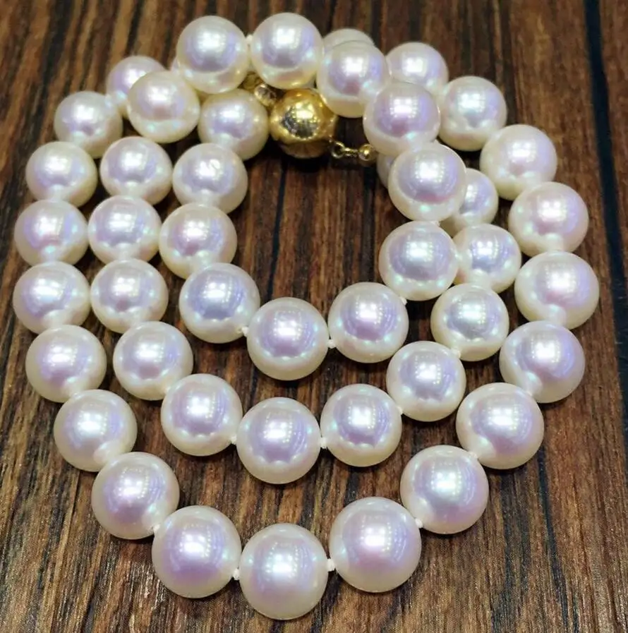 

Fashion jewelry 9-10 mm White Pearl Necklace light freshwater pearl necklace birthday gift 925 silver clasp fine