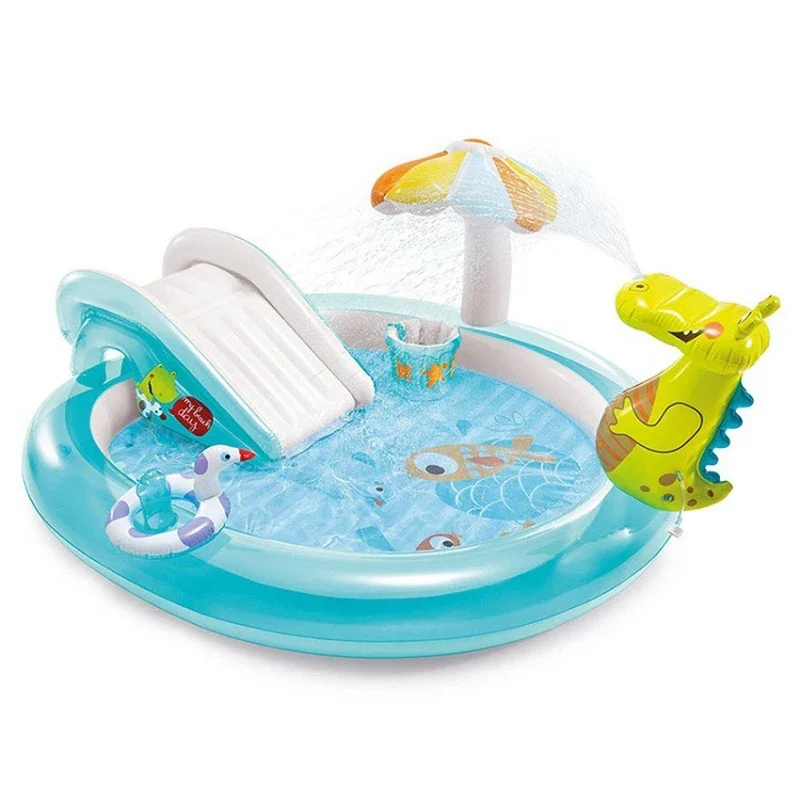 

For Outdoor Children's Inflatable Swimming Pool Baby Paddling Pool Toy with Slide Crocodile Spray Swimming 57165