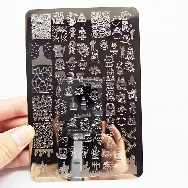 Cartoon Charakter Halloween Nagel Stamping Platten Kürbis Vorlage Schablonen Nail art Stempel Bild Platte Maniküre Nagel Druck Werkzeug