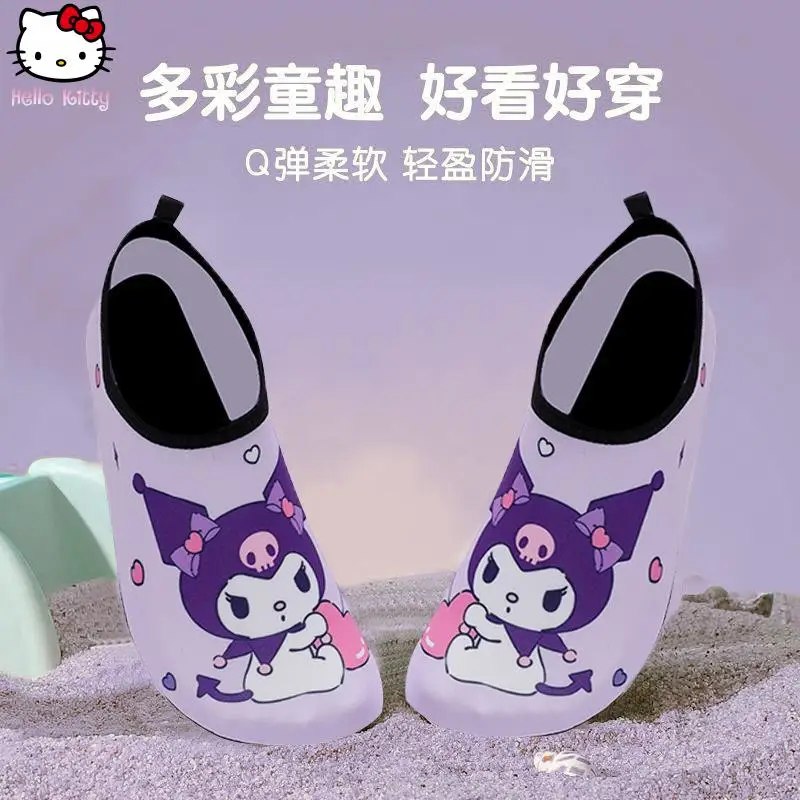 

Sanrio Kuromi/детская пляжная обувь Kawaii с героями мультфильмов, Cinnamoroll, аниме, обувь для плавания в аквапарке, быстросохнущая обувь для дайвинга, носки