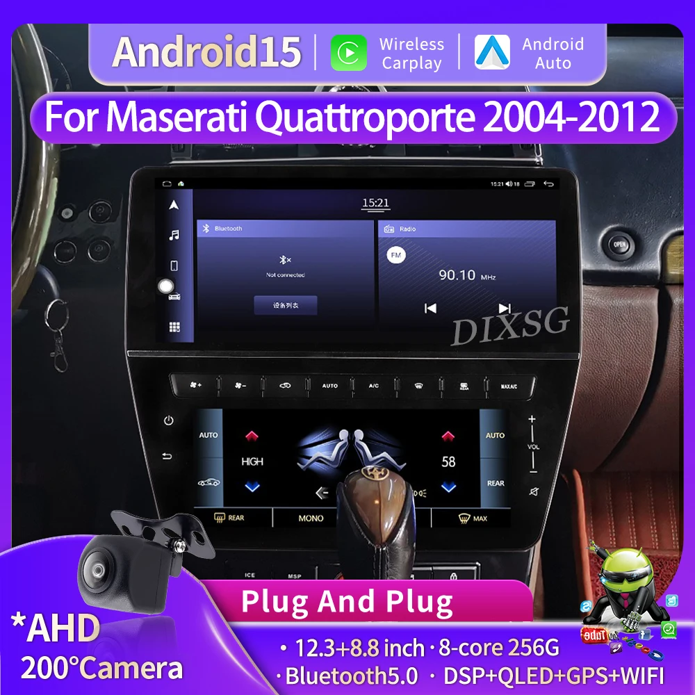 

12,3 + 8,8 "автомобильный радиоприемник для Maserati Quattroporte 2004-2012 ЖК-экран кондиционера мультимедийный плеер беспроводной Carplay GPS WIFI