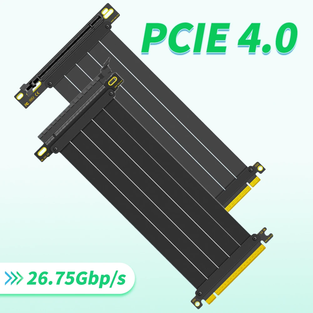 

Universal 90 Degree Socket Ultra PCI-e 4.0 X16 Riser Cable [RTX4090 RX6950XT x570 B550] Vertical Mount PCI Express Gen4 Extender