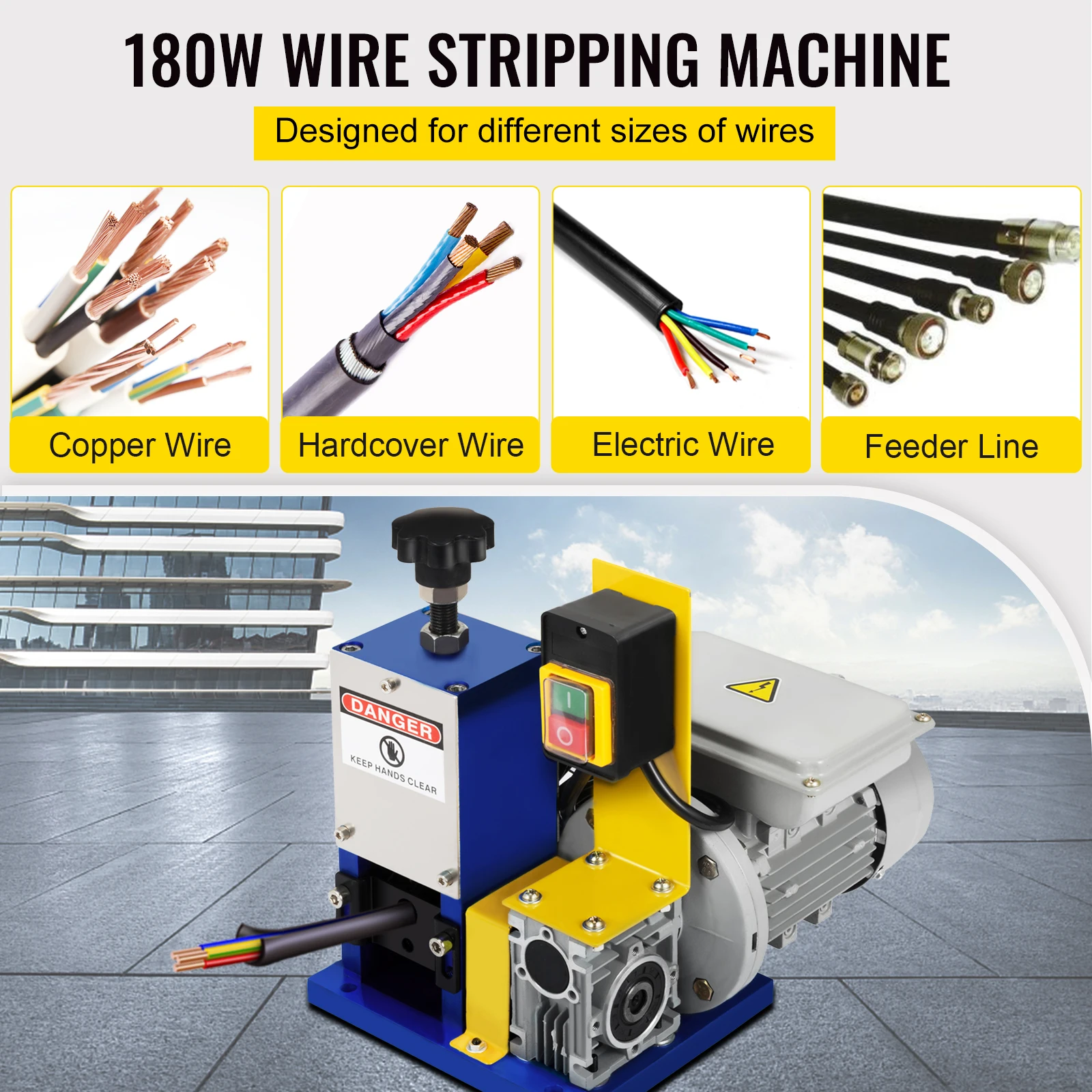 Imagem -02 - Vevor Electric Wire Stripping Machine Descascador de Cabos Portáteis Fio Stripper 1.5 25 mm 180w 220v 110v para Reciclagem de Sucata de Cobre