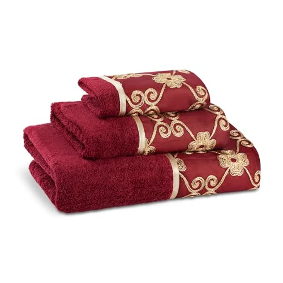 Elegant Rose Classic Luxury Bath Towel Set - 3 Piece Towel Set - Bath Towel, Hand Towel and Wash Towel for Contemporary Bathroo