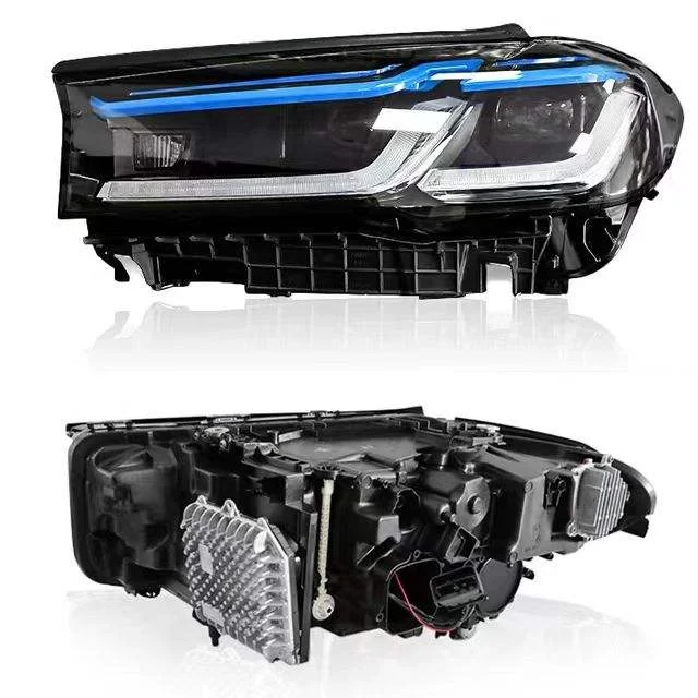 For 5 Series G30 Car Parts, Front Bumper LED Headlights, Black Version, White and Yellow Lights