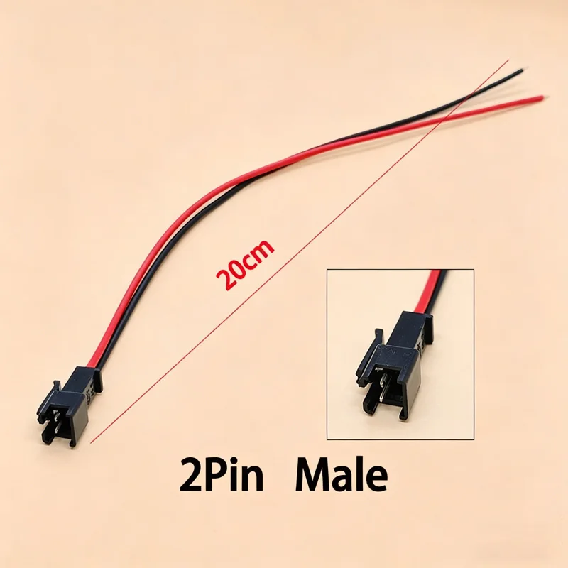 10PCS SM Terminal Wire For JST Docking Plug 20CM Length 2/3/4/5/6Pin 2.54MM Tin Plated Male Female Connector