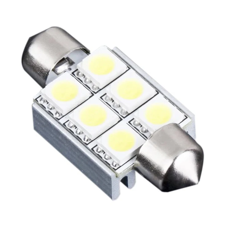 36mm 6 SMD 5050 Pure White Dome Festoon CANBUS OBC Car 6 LED Light