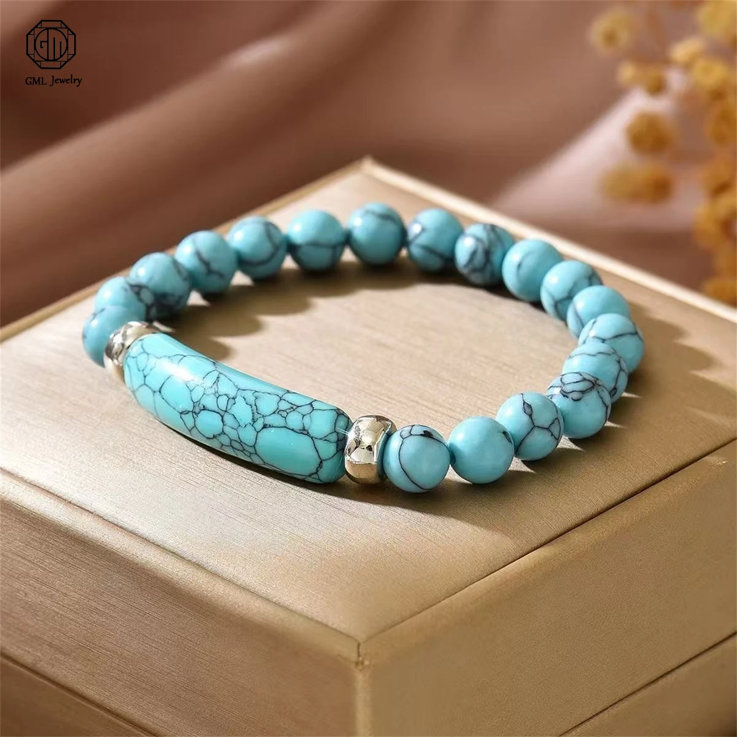 Tiger Eye Agate Bridge Link Beaded Bracelet Unisex Men Women Geometric Gemstone Jewelry Gift