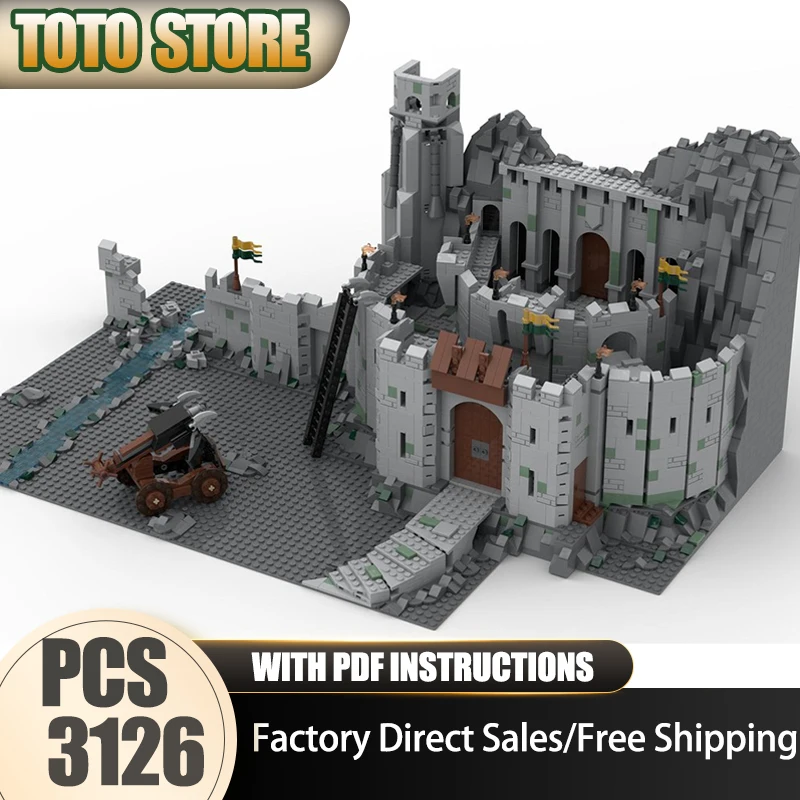 

2025 Волшебные кольца Moc, строительные блоки, сцена из фильма, замок UCS, модель глубокой долины, технология, кирпичи, сборка своими руками, праздничные игрушки, подарок