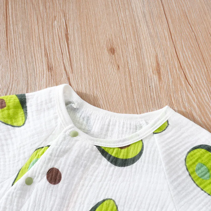 Cartoon Printed Fashion Baby Clothing Casual Clothes Fashion Printed pretty Outfit Solid Jumpsuit Summer Boy white green Avocado