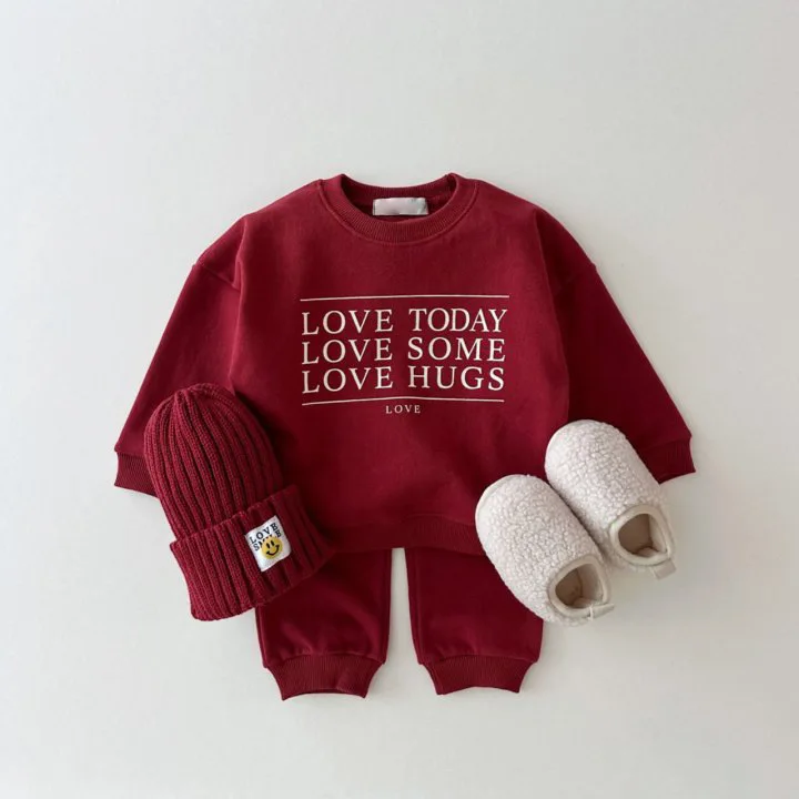 Autumn Children Letter Print Fashion Sweatshirt Set Boy Girl Baby Cotton Long Sleeve Tops+ Solid Pants 2pcs Kid Casual Tracksuit