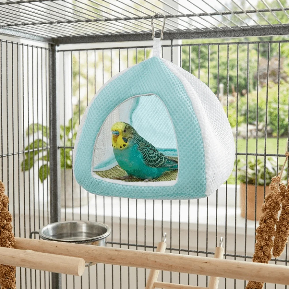 Bird Nest Bed Breathable Mesh Hanging Bird Nest Cooling Mat Soft Parrot Sleeping Tent with Hook Parrot Birdhouse Aviary Use