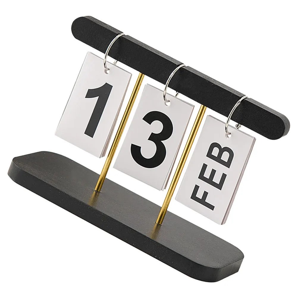 

1pc Flip Page Reusable Perpetual Desktop Calendar Manual Date Change Rustic Wooden Tabletop Calendar For Home Office Farmhouse