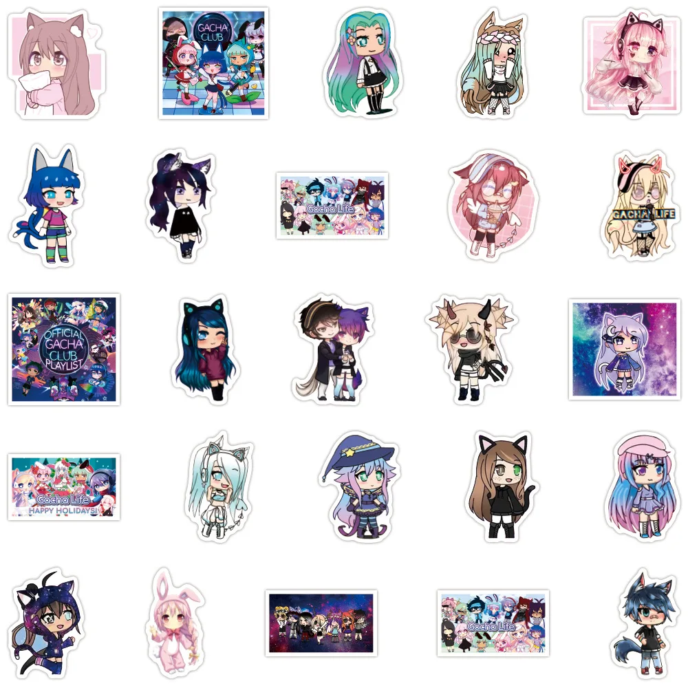 10/30/50 Uds lindo juego Anime Gacha Life pegatinas calcomanías de dibujos animados DIY álbum de recortes portátil teléfono guitarra impermeable pegatina Kawaii Decoración