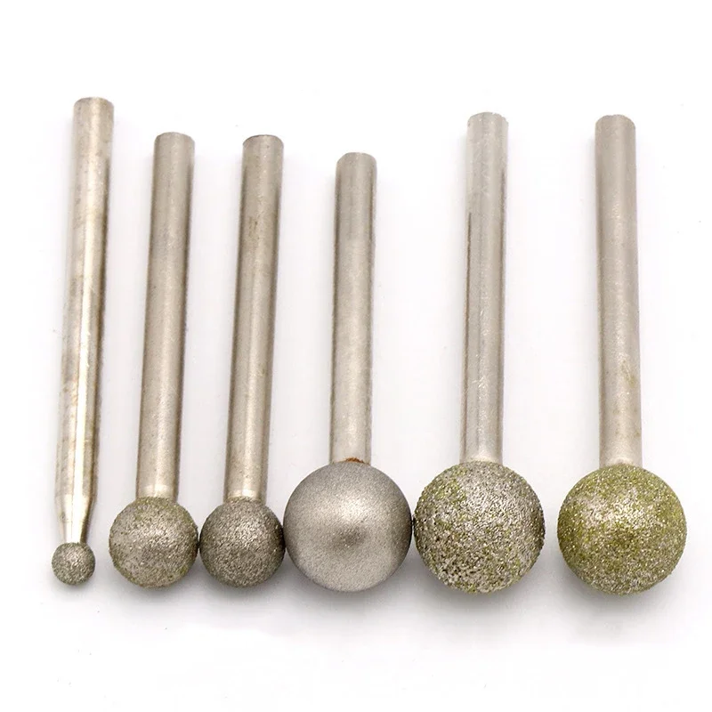 Testa a sfera diamantata elettrolitica di tipo sferoidale da 6 ~ 50mm punta per incisione per lucidatura con gambo da 6/8mm per utensili rotanti Dremel