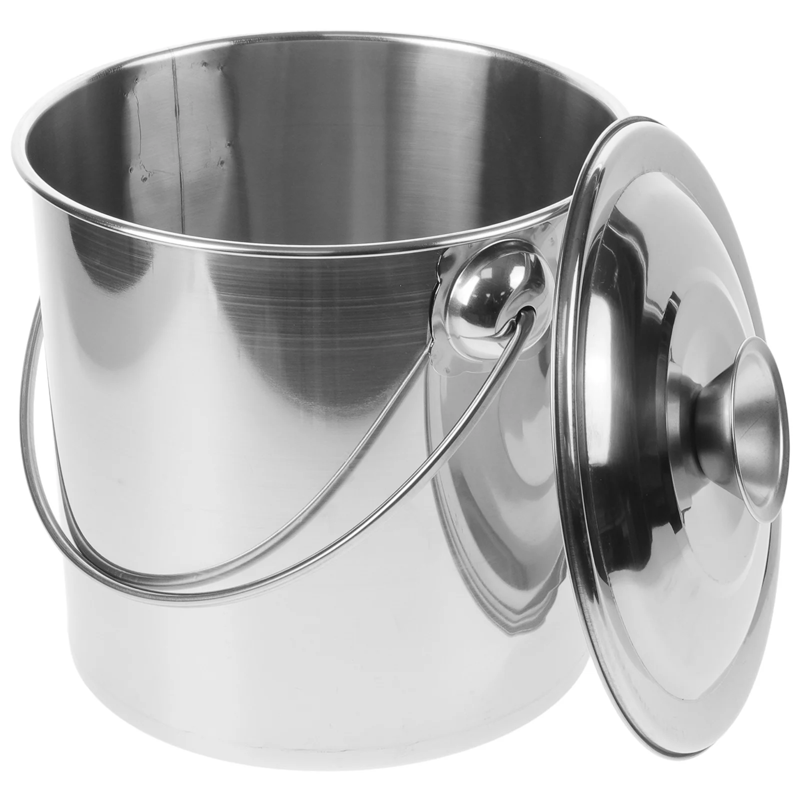 

Stainless Steel Milk Bucket Durable Airtight Lid Portable Kitchen Storage Container Food Storage Supply