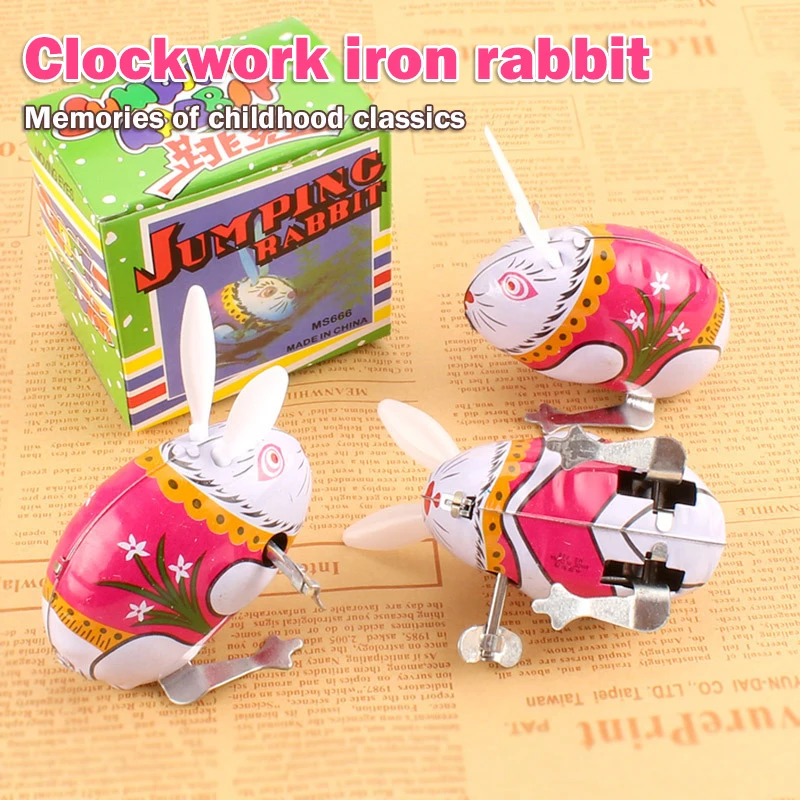 Windup Toy Kids Toy Clockwork Animal Jumping Frog Cock Rabbit Rat Retro Vintage Clockwork Toy Child Gift Collection Decorations