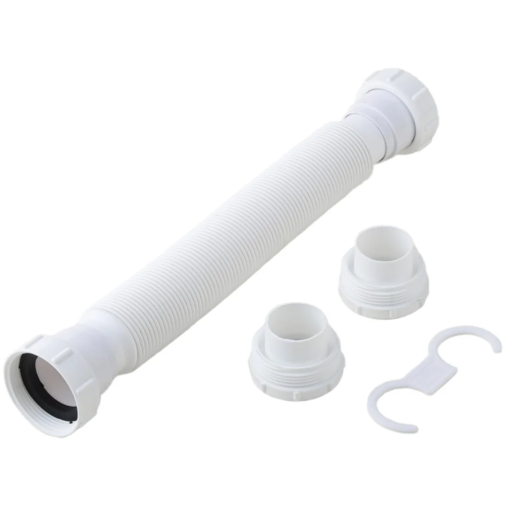 Dual Head Drain Pipe with G1-1/2 to G1-1/4 Adapter and Hook Converter for Sink Drain Systems Requiring Flexibility