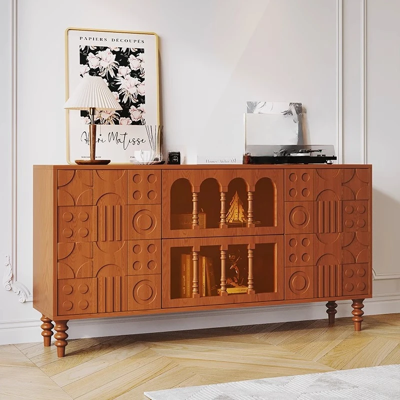 

Retro solid wood side French living room display entrance , dining side cabinet, small apartment sof