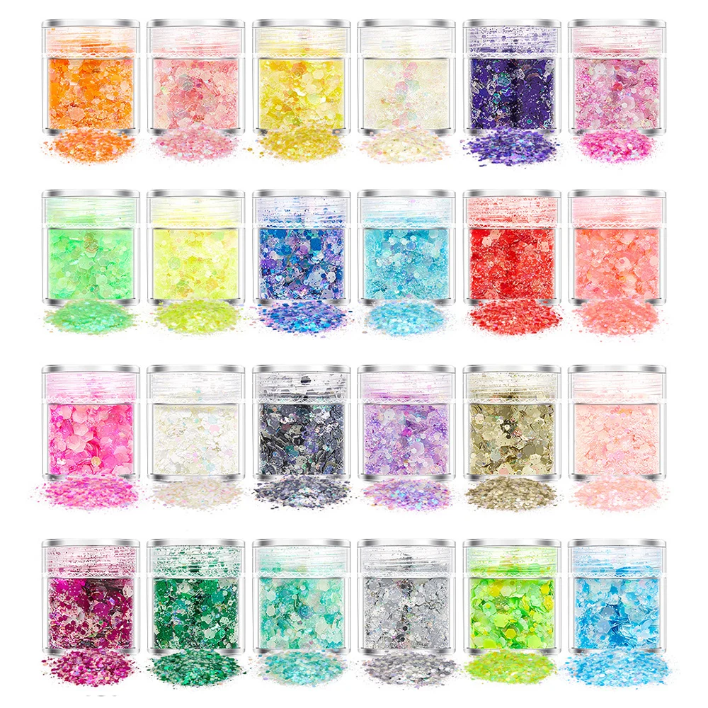 For fun 24 Color Luminous Sequins Nail Glitter Flakes For DIY Epoxy Mold Manicure Jewelry Craft Resin Filling Decoration