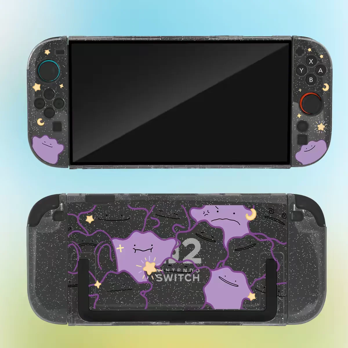 Funda protectora dividida Pokemon Switch 2, funda con patrón Ditto Pikachu para consola de juegos NS2, accesorios para juegos antiarañazos