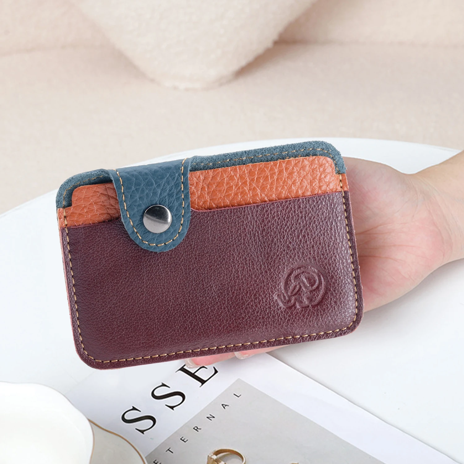 Ultra-thin Leather Mini Wallet Slim Bank Credit Card Holder Men Business Small ID Case For Women Purse 2 Slots Card Holder