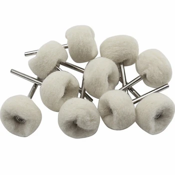 1/5/10pcs Vilt Slijpen Schuren Hoofd Schurende Buffing Wheel 3mm Schacht Katoenen Draad polijsten Mini Borstel Voor Dremel Dril Jade