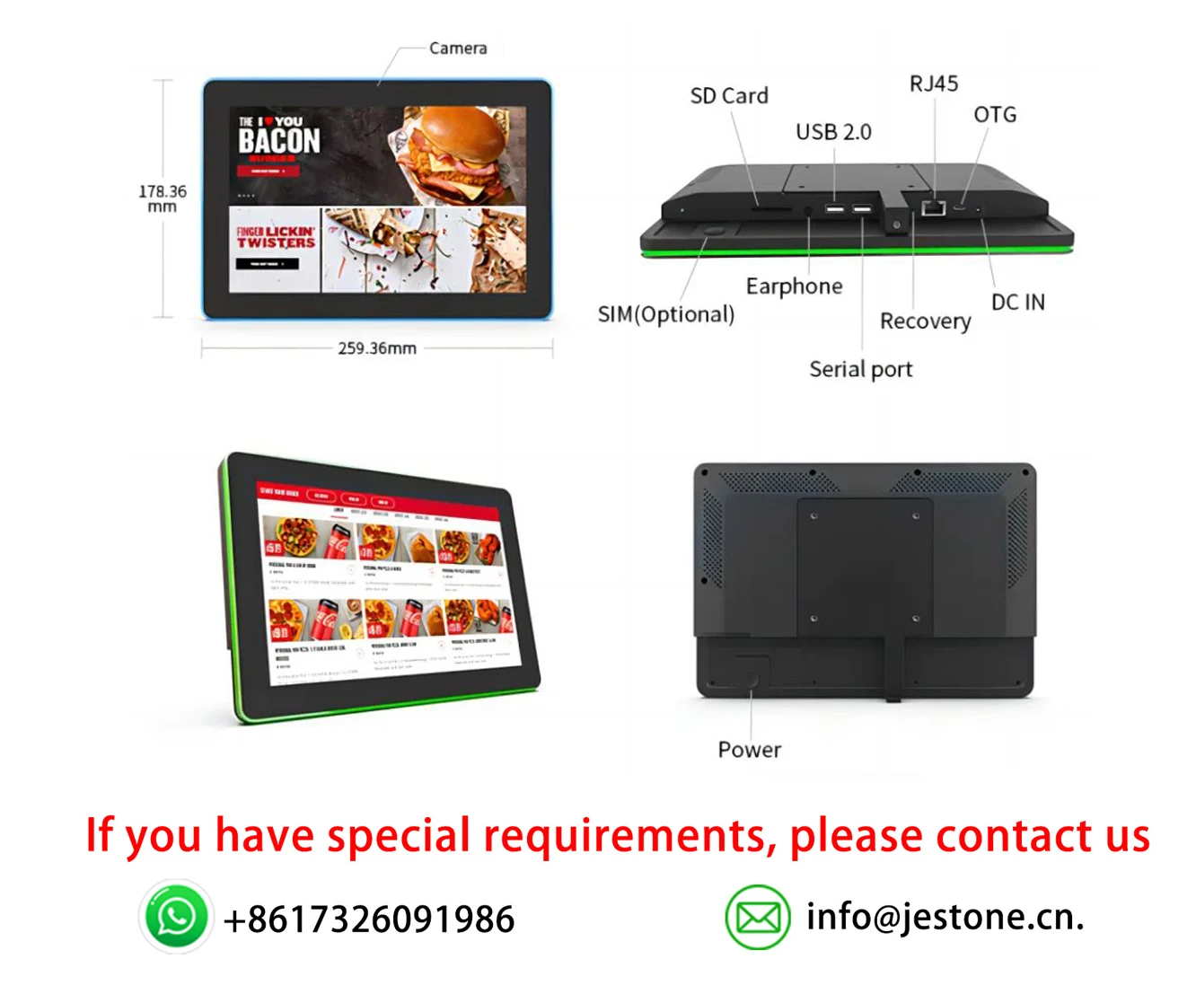 10.1 Inch Wall Mount Android 11 Meetint Booking Tablet With 4 LED Light Bars POE Industrial Display NFC RFID Access Controller