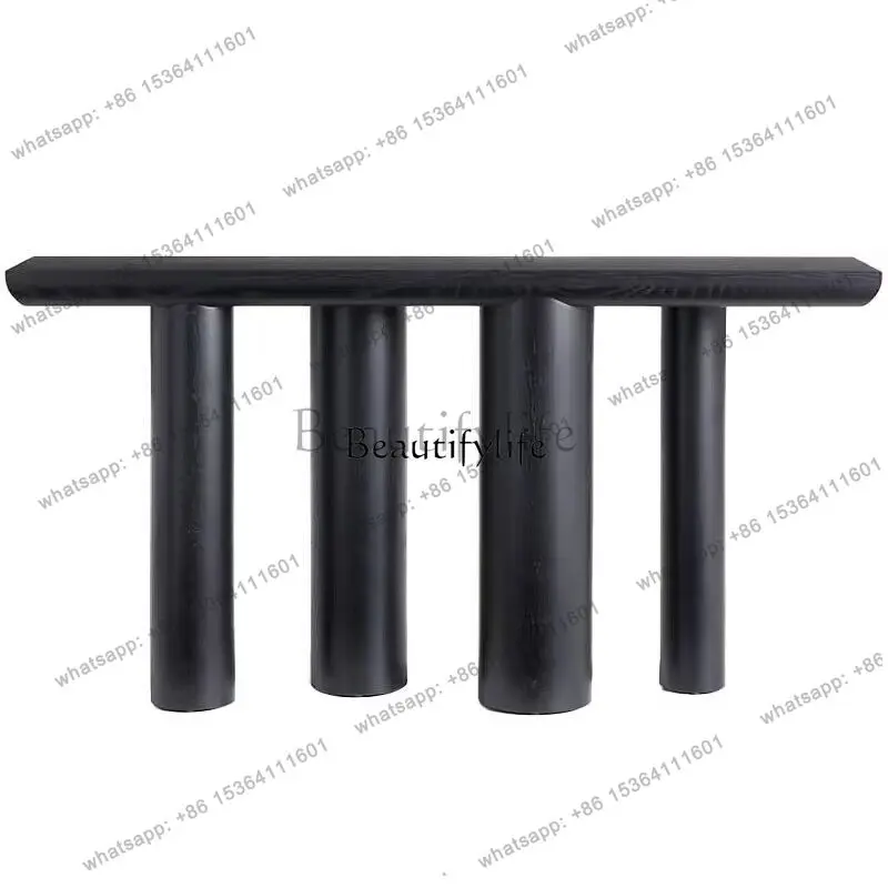 Factory Direct Italian Modern Minimalist Entryway Table Nordic Wabi-Sabi Style Wall-Mounted Solid Wood Light Luxury Entryway Cab
