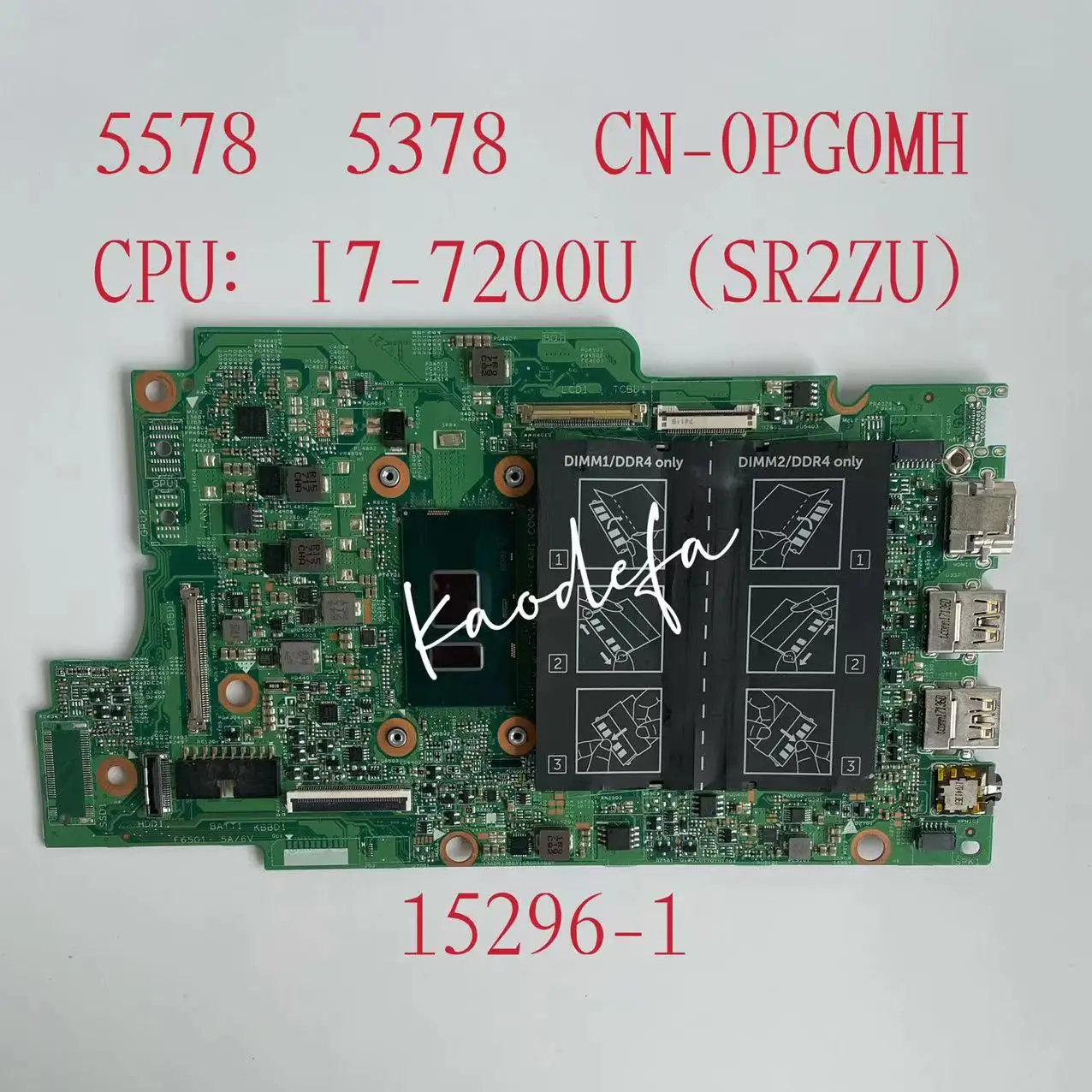 

15296-1 CN-0PG0MH 0PG0MH PG0MH для Dell Inspiron 13 5000 5378 5578 материнская плата для ноутбука SR2ZU I5-7200U 100% рабочий