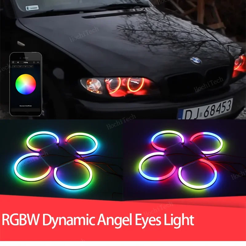 LED Rings RGBW multi-colored APP Remote Control Flowing  Ring Angel Eyes for BMW 3 5 7 Series E46 E39 E38 Revolving Light