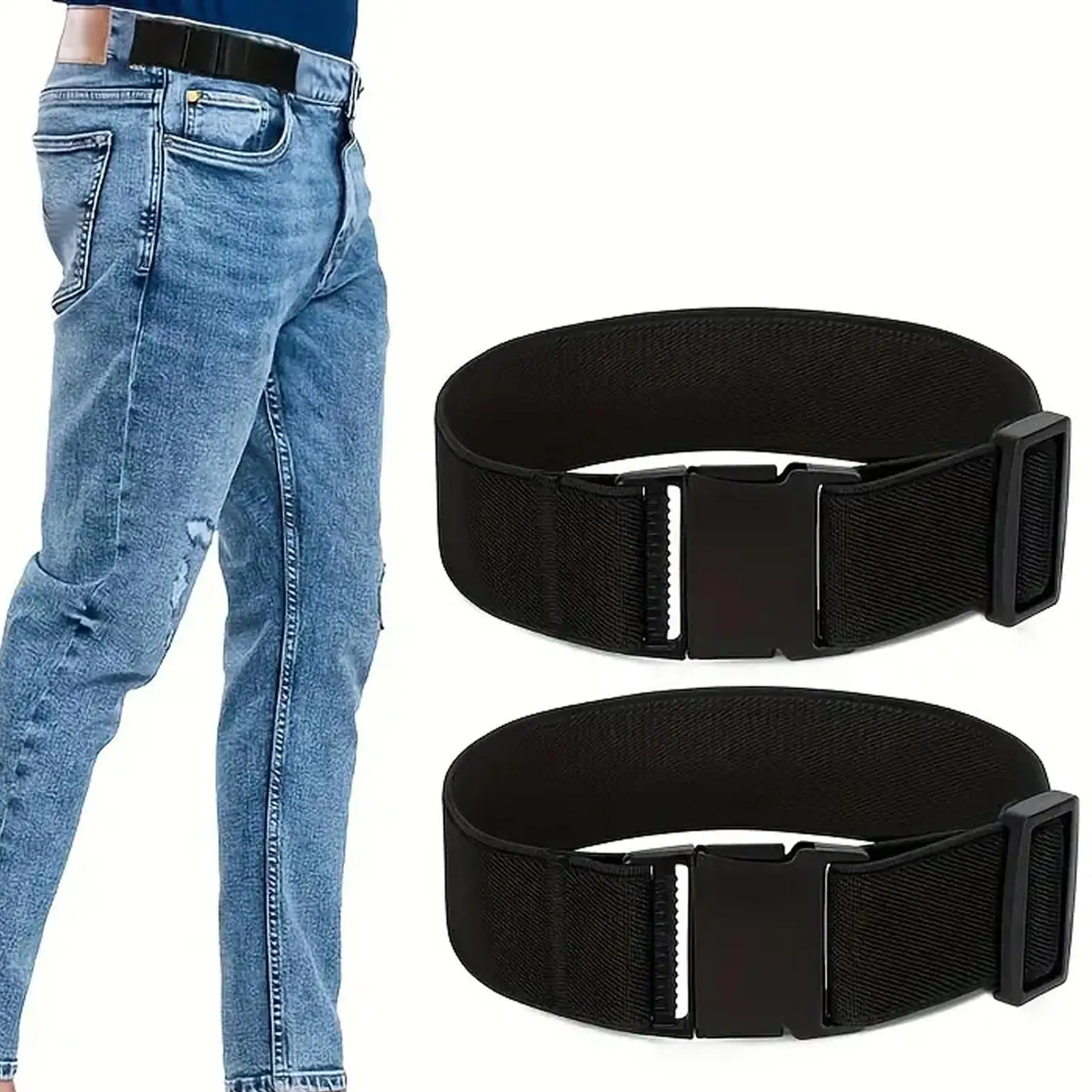 2Pcs No Buckle Belt Easy to Use Side Belt Invisible for Adult and Kids Everyday Wear