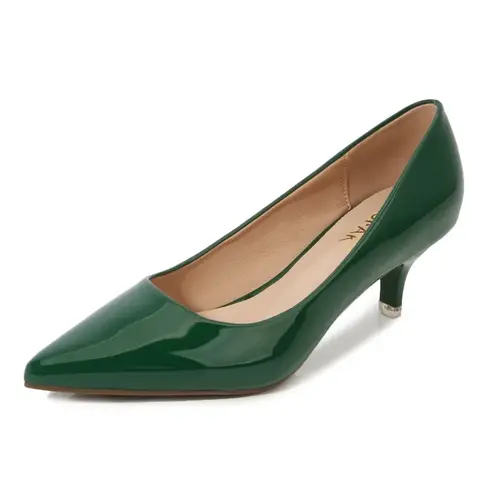 Zapatos elegantes de tacón medio alto para mujer, Punta puntiaguda de 5cm, a la moda, para oficina, color negro, rosa y rojo, novedad