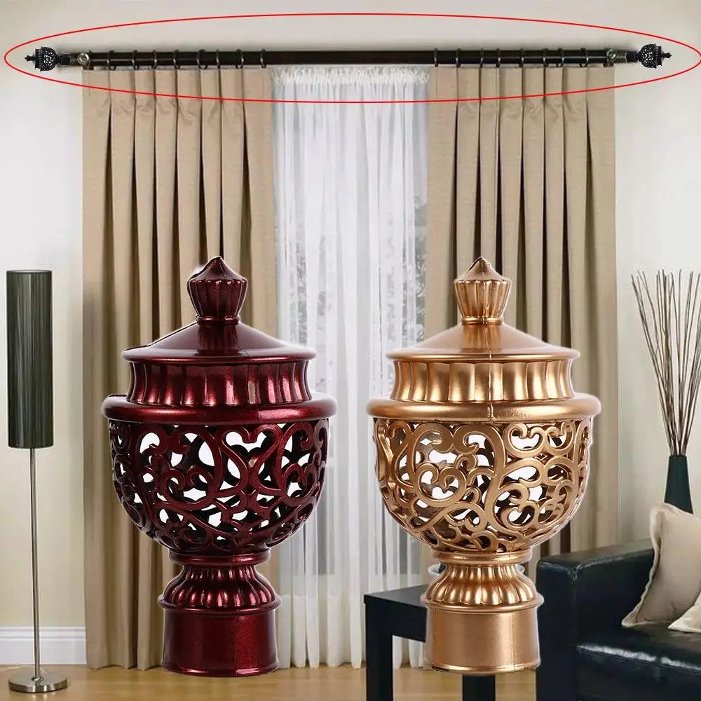 2023 Durable Plastic Hollow Out Curtain Rod Cap Curtain Accessories Curtain Rod Head Drapery Rail Ends