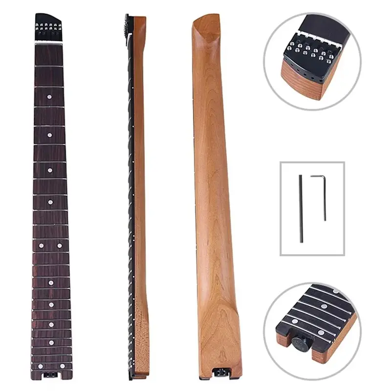 【BIG SALE】24 Frets 5.6Cm Width Rosewood Fingerboard Headless Roasted Canada Maple For 6 String Travel Guitars